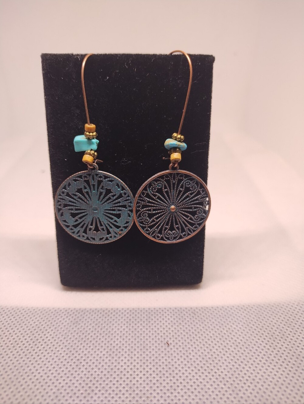 Turquoise Filigree Drop Earrings Women's Dangle Jewelry G22